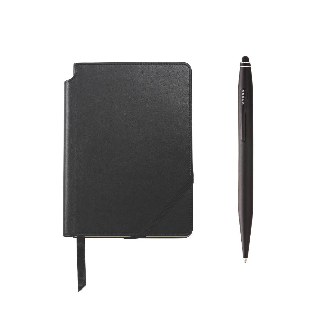 Juego para Regalo Cross Tech2 de bolígrafo Laca negra mate y cuaderno mediano negro
