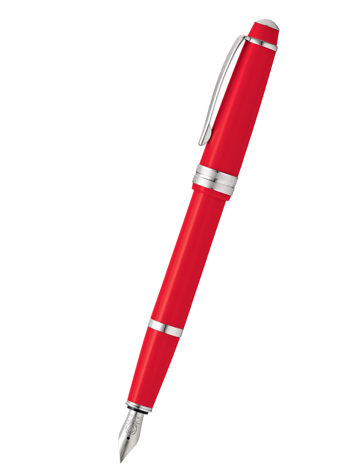 Pluma Estilográfica Cross Bailey Light de resina color Rojo Brillante con detalles cromados · Punto Fino (F)