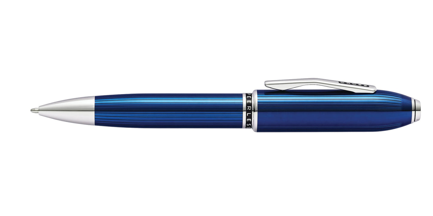 Peerless Translucent Quartz Blue Engraved Lacquer Ballpoint Pen