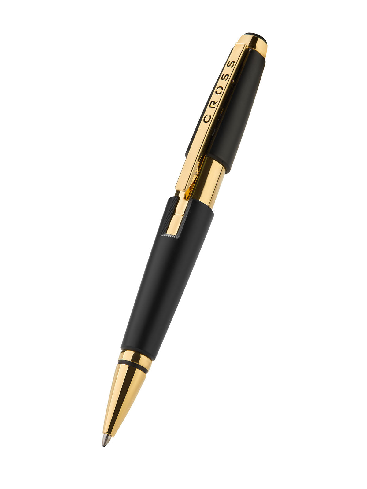 Rollerball Cross Edge Negro Mate con detalles dorados