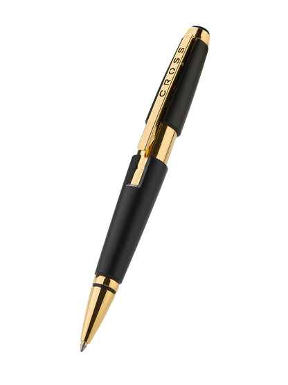 Rollerball Cross Edge Negro Mate con detalles dorados