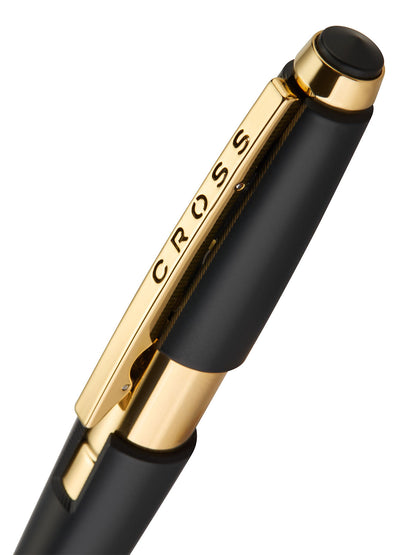 Rollerball Cross Edge Negro Mate con detalles dorados