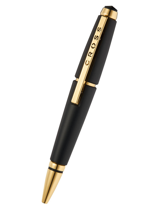 Rollerball Cross Edge Negro Mate con detalles dorados