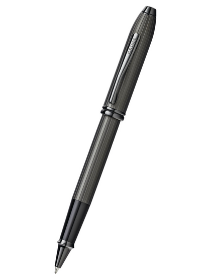 Rollerball Cross Townsend® Laca Negra Mate y diseño estriado vertical