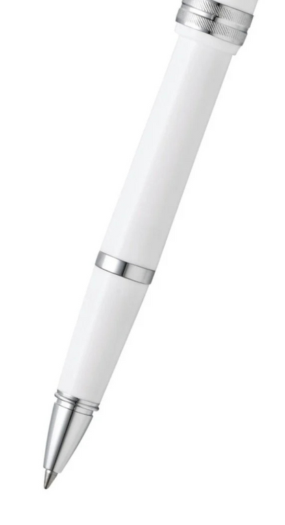 Rollerball Cross Bailey Light de resina color Blanco Brillante con detalles cromados