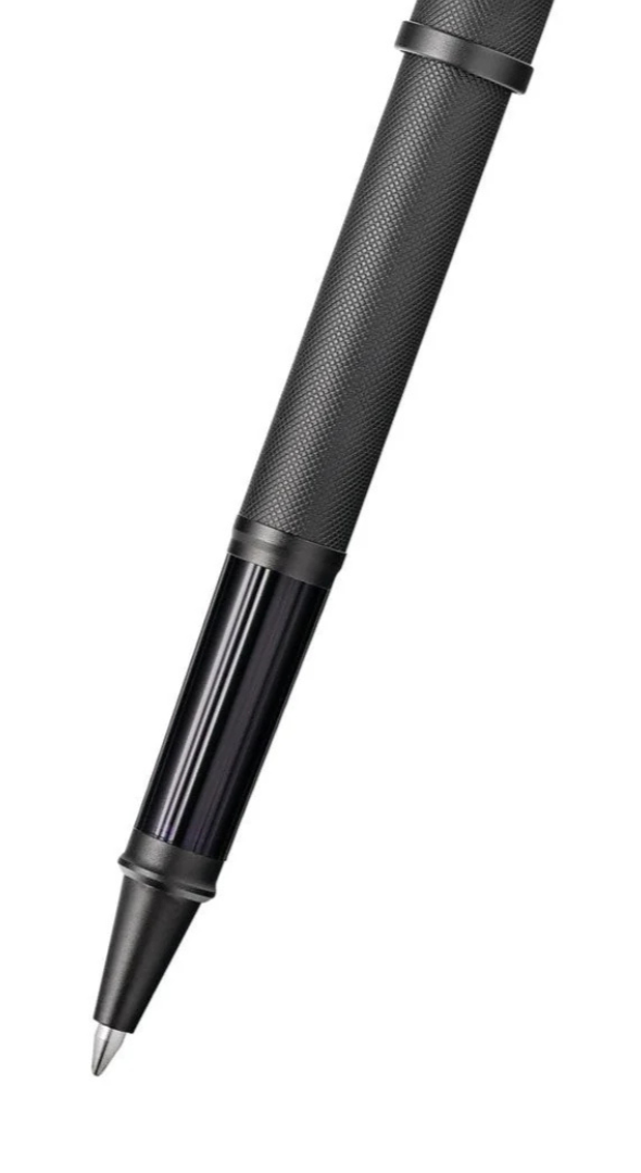 Rollerball Cross Century® II · Laca Negra Mate con grabado micro ranurado & PVD