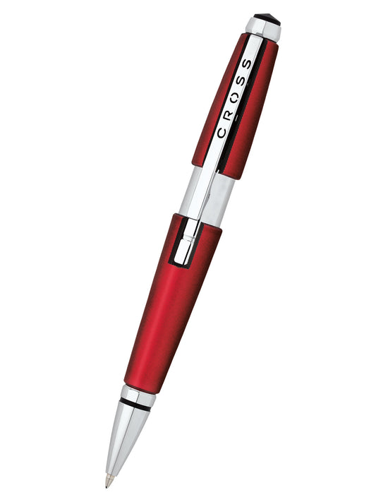 Rollerball Cross Edge Rojo con detalles de cromo brillante