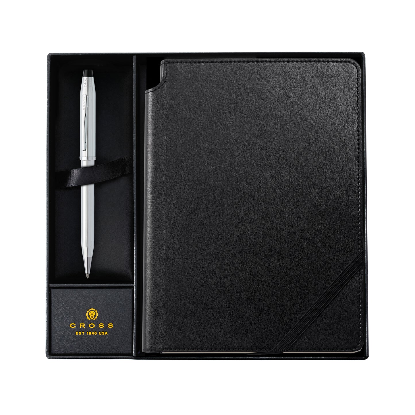 Juego para Regalo Cross Century® II de bolígrafo Cromado Brillante y cuaderno mediano negro