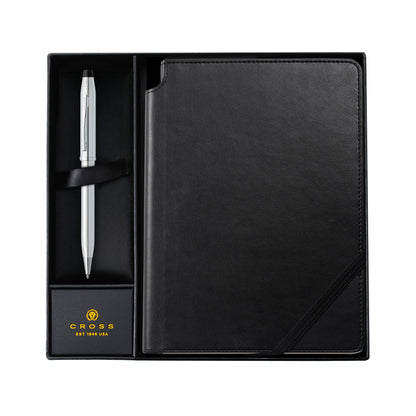 Juego para Regalo Cross Century® II de bolígrafo Cromado Brillante y cuaderno mediano negro