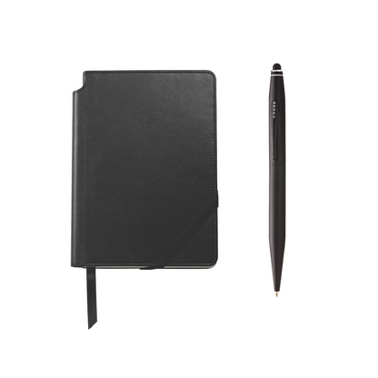 Juego para Regalo Cross Tech2 de bolígrafo Laca negra mate y cuaderno mediano negro