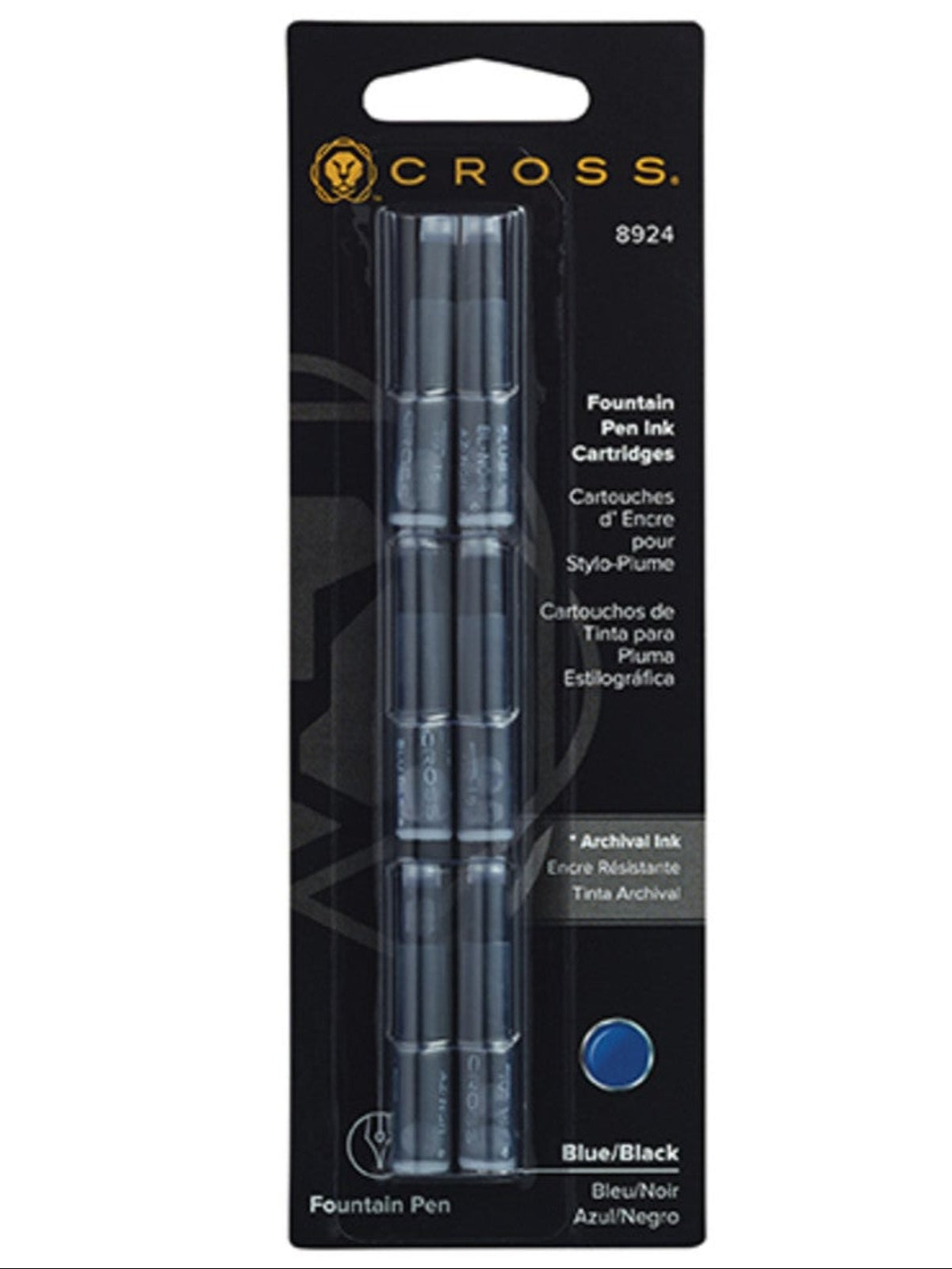 Fountain Pen Ink Cartridge - Blue/Black (six per card)