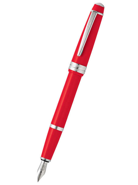 Pluma Estilográfica Cross Bailey Light de resina color Rojo Brillante con detalles cromados · Punto Fino (F)