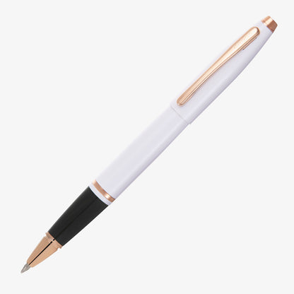 Rollerball Cross Calais Laca Blanco Perlado con detalles en Oro Rosa