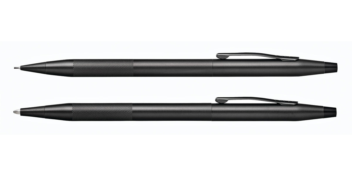 Classic Century Black Pen and Pencil Set with Micro-knurl Detail