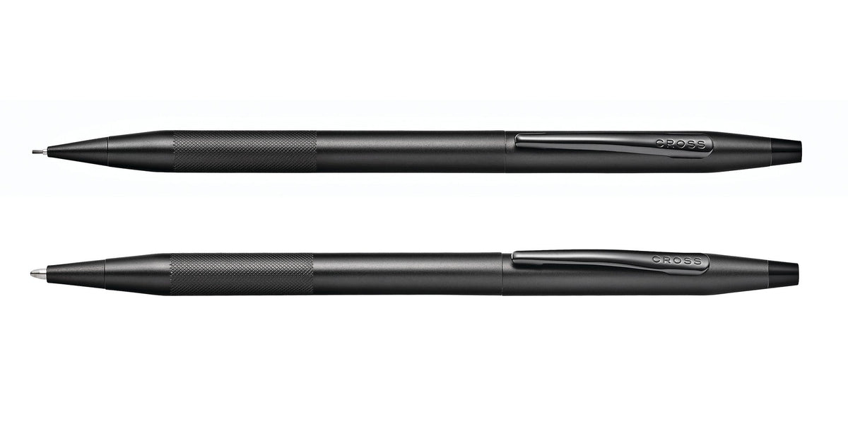 Classic Century Black Pen and Pencil Set with Micro-knurl Detail