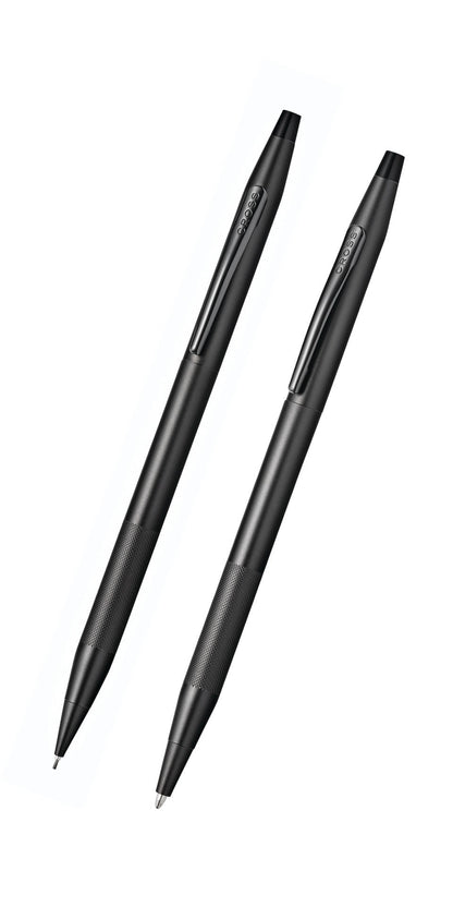 Classic Century Black Pen and Pencil Set with Micro-knurl Detail