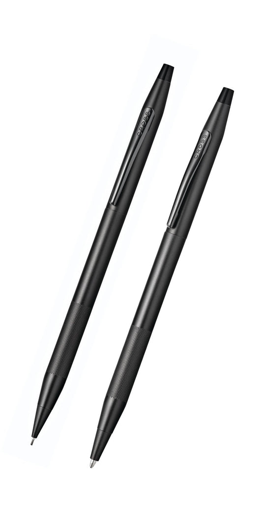Classic Century Black Pen and Pencil Set with Micro-knurl Detail