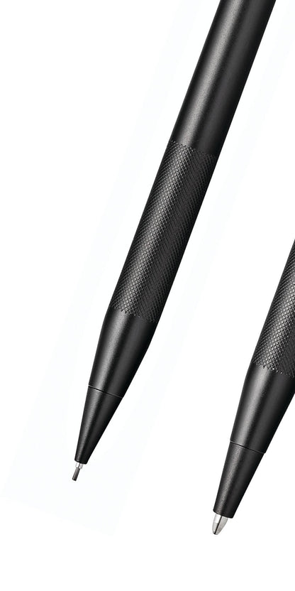 Classic Century Black Pen and Pencil Set with Micro-knurl Detail