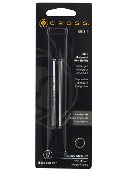 Mini Ballpoint Pen Refill - Black - Medium - Dual Pack