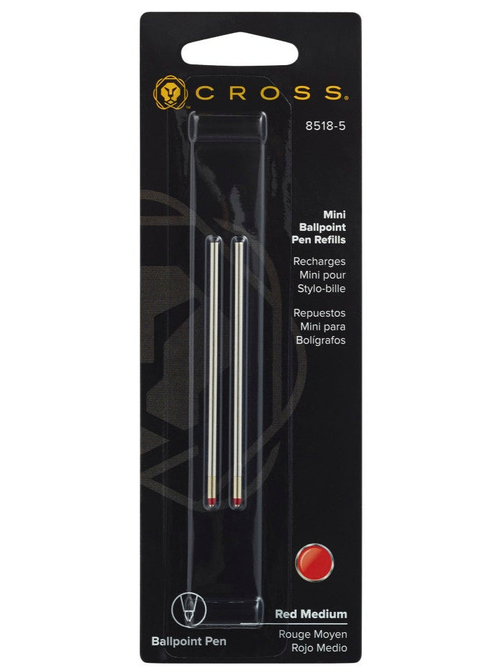 Mini Ballpoint Pen Refill - Red - Medium - Dual Pack