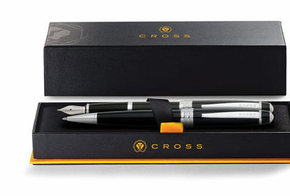 Bailey Black Lacquer Ballpoint Pen & Fountain Pen (Medium) Gift Set