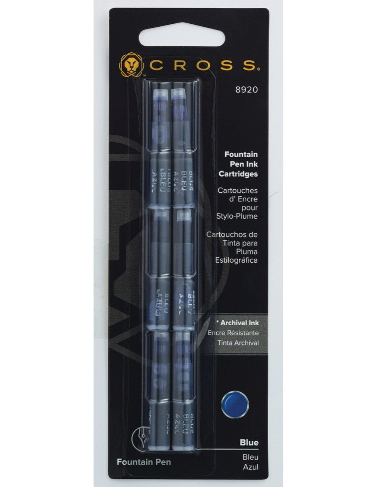 Fountain Pen Ink Cartridge - Blue (six per card)